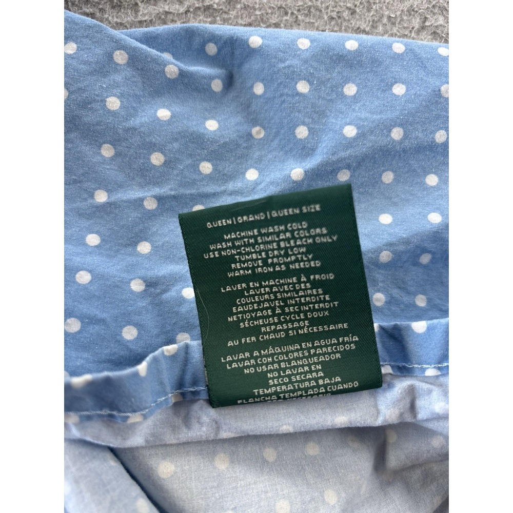 Lauren Ralph Lauren Flat Sheet Queen Polka Dots Blue & White - Picture 4 of 5